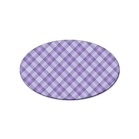 Purple Plaid Tartan 2 Diagonal Sticker (Oval) from ArtsNow.com Front