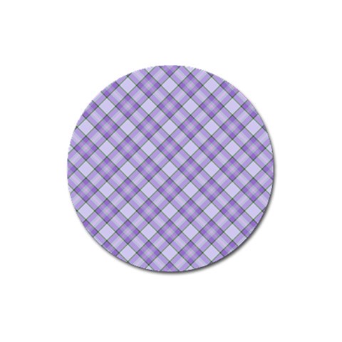 Purple Plaid Tartan 2 Diagonal Magnet 3  (Round) from ArtsNow.com Front