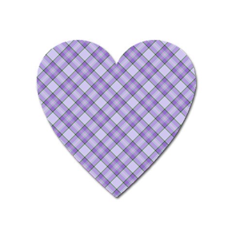 Purple Plaid Tartan 2 Diagonal Heart Magnet from ArtsNow.com Front