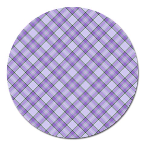 Purple Plaid Tartan 2 Diagonal Magnet 5  (Round) from ArtsNow.com Front