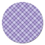 Purple Plaid Tartan 2 Diagonal Magnet 5  (Round)