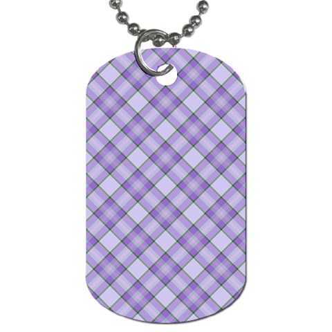 Purple Plaid Tartan 2 Diagonal Dog Tag (One Side) from ArtsNow.com Front