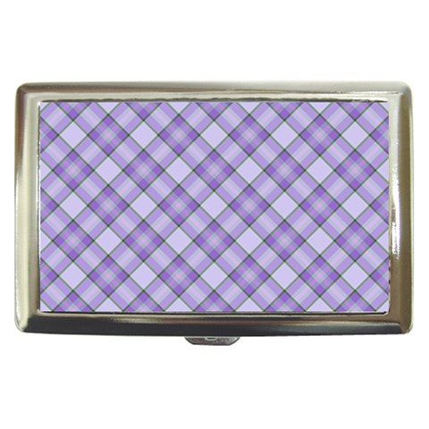 Purple Plaid Tartan 2 Diagonal Cigarette Money Case from ArtsNow.com Front