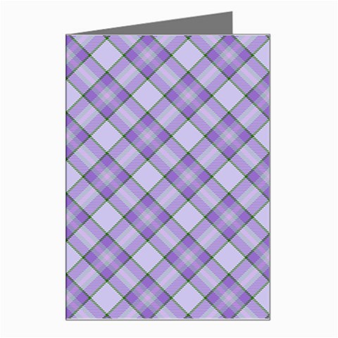 Purple Plaid Tartan 2 Diagonal Greeting Card from ArtsNow.com Left