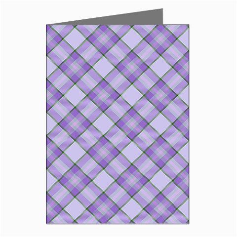 Purple Plaid Tartan 2 Diagonal Greeting Cards (Pkg of 8) from ArtsNow.com Left