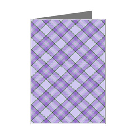 Purple Plaid Tartan 2 Diagonal Mini Greeting Card from ArtsNow.com Left