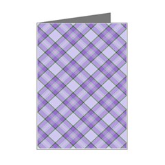 Purple Plaid Tartan 2 Diagonal Mini Greeting Card from ArtsNow.com Left