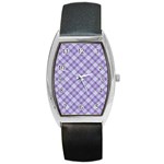 Purple Plaid Tartan 2 Diagonal Barrel Style Metal Watch