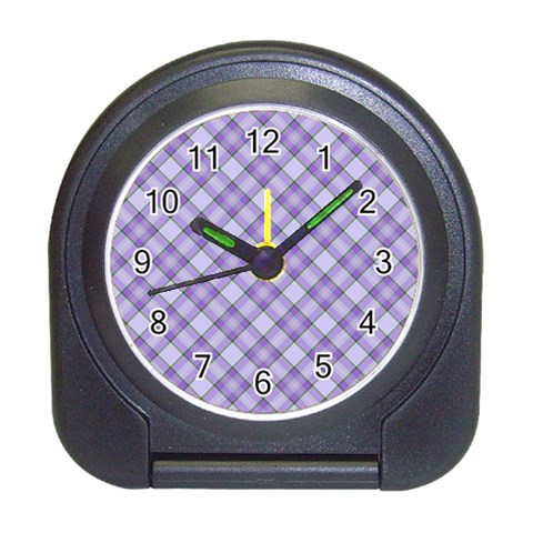 Purple Plaid Tartan 2 Diagonal Travel Alarm Clock from ArtsNow.com Front