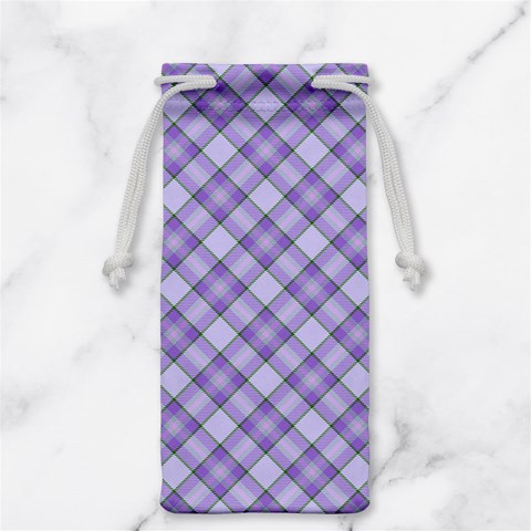 Purple Plaid Tartan 2 Diagonal Jewelry Bag from ArtsNow.com Back