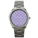 Purple Plaid Tartan 2 Diagonal Sport Metal Watch