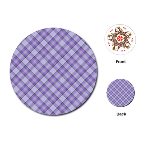 Purple Plaid Tartan 2 Diagonal Playing Cards Single Design (Round) from ArtsNow.com Front