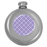 Purple Plaid Tartan 2 Diagonal Round Hip Flask (5 oz)