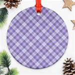 Purple Plaid Tartan 2 Diagonal Round Ornament (Two Sides)