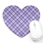 Purple Plaid Tartan 2 Diagonal Heart Mousepad