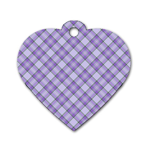 Purple Plaid Tartan 2 Diagonal Dog Tag Heart (One Side) from ArtsNow.com Front