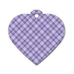 Purple Plaid Tartan 2 Diagonal Dog Tag Heart (One Side)