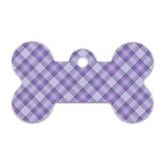 Purple Plaid Tartan 2 Diagonal Dog Tag Bone (Two Sides) from ArtsNow.com Front