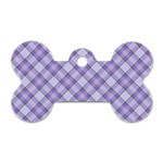 Purple Plaid Tartan 2 Diagonal Dog Tag Bone (Two Sides)