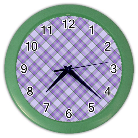 Purple Plaid Tartan 2 Diagonal Color Wall Clock from ArtsNow.com Front