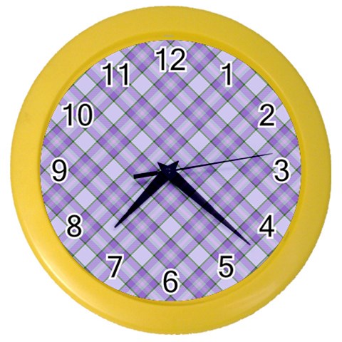 Purple Plaid Tartan 2 Diagonal Color Wall Clock from ArtsNow.com Front