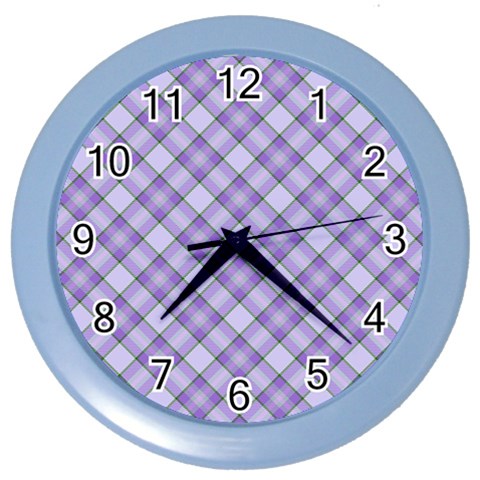 Purple Plaid Tartan 2 Diagonal Color Wall Clock from ArtsNow.com Front