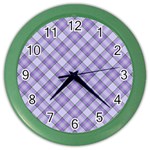 Purple Plaid Tartan 2 Diagonal Color Wall Clock