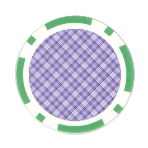 Purple Plaid Tartan 2 Diagonal Poker Chip Card Guard from ArtsNow.com Front