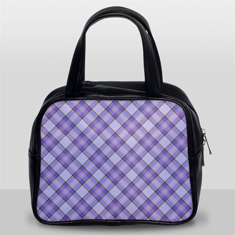 Purple Plaid Tartan 2 Diagonal Classic Handbag (Two Sides) from ArtsNow.com Front