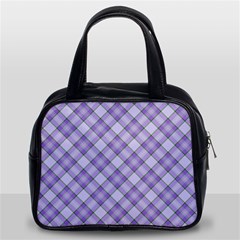 Purple Plaid Tartan 2 Diagonal Classic Handbag (Two Sides) from ArtsNow.com Front