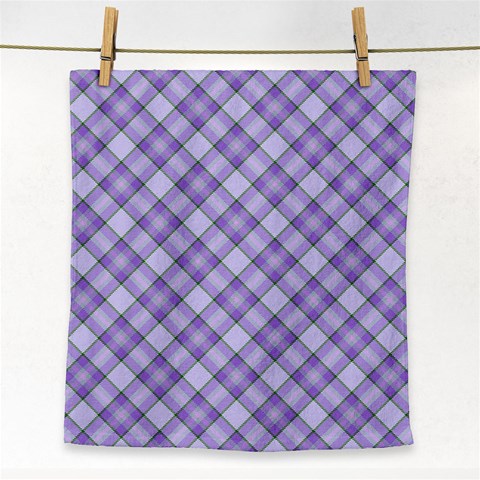 Purple Plaid Tartan 2 Diagonal Face Towel from ArtsNow.com Front