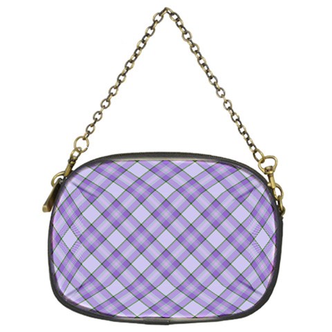 Purple Plaid Tartan 2 Diagonal Chain Purse (One Side) from ArtsNow.com Front