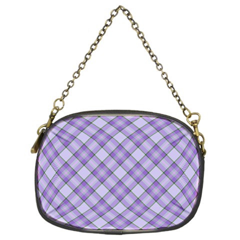 Purple Plaid Tartan 2 Diagonal Chain Purse (Two Sides) from ArtsNow.com Front