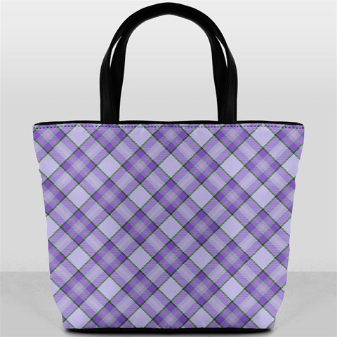 Purple Plaid Tartan 2 Diagonal Bucket Bag from ArtsNow.com Front