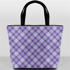 Purple Plaid Tartan 2 Diagonal Bucket Bag from ArtsNow.com Front