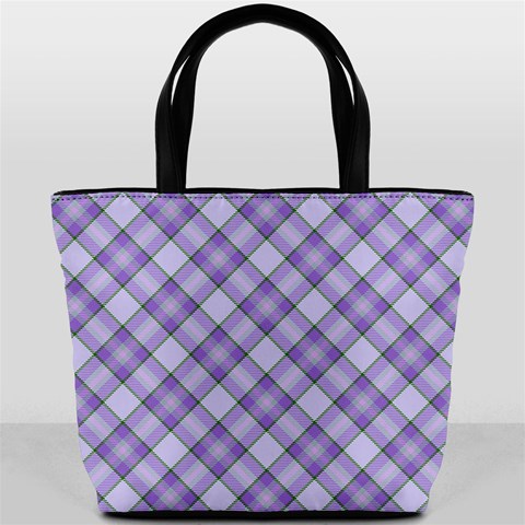 Purple Plaid Tartan 2 Diagonal Bucket Bag from ArtsNow.com Back