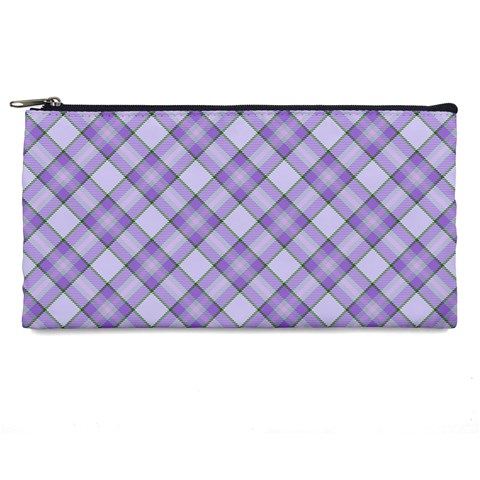 Purple Plaid Tartan 2 Diagonal Pencil Cases from ArtsNow.com Front