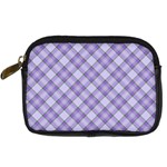 Purple Plaid Tartan 2 Diagonal Digital Camera Leather Case