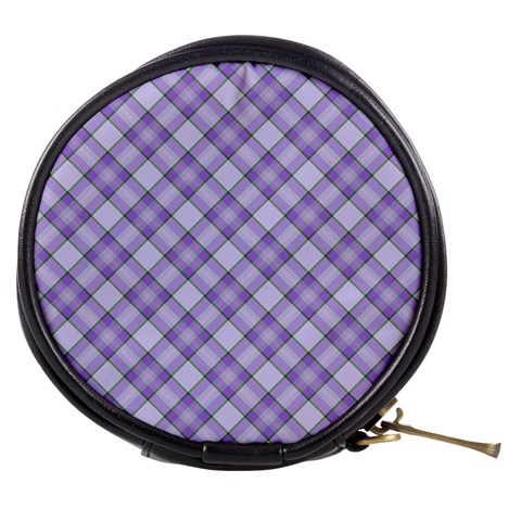 Purple Plaid Tartan 2 Diagonal Mini Makeup Bag from ArtsNow.com Front