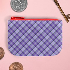 Purple Plaid Tartan 2 Diagonal Mini Coin Purse from ArtsNow.com Front