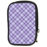 Purple Plaid Tartan 2 Diagonal Compact Camera Leather Case