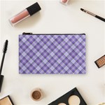 Purple Plaid Tartan 2 Diagonal Cosmetic Bag (Small)