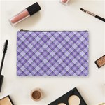 Purple Plaid Tartan 2 Diagonal Cosmetic Bag (Medium)