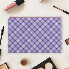 Purple Plaid Tartan 2 Diagonal Cosmetic Bag (Large) from ArtsNow.com Front