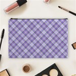 Purple Plaid Tartan 2 Diagonal Cosmetic Bag (Large)