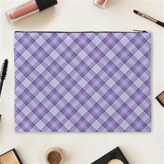 Purple Plaid Tartan 2 Diagonal Cosmetic Bag (XL) from ArtsNow.com Back