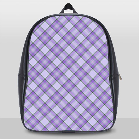 Purple Plaid Tartan 2 Diagonal School Bag (Large) from ArtsNow.com Front