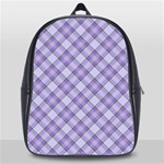 Purple Plaid Tartan 2 Diagonal School Bag (Large)