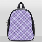 Purple Plaid Tartan 2 Diagonal School Bag (Small)