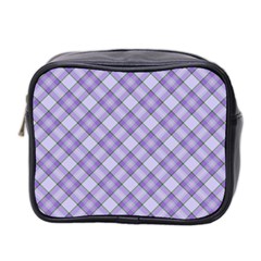 Purple Plaid Tartan 2 Diagonal Mini Toiletries Bag (Two Sides) from ArtsNow.com Front